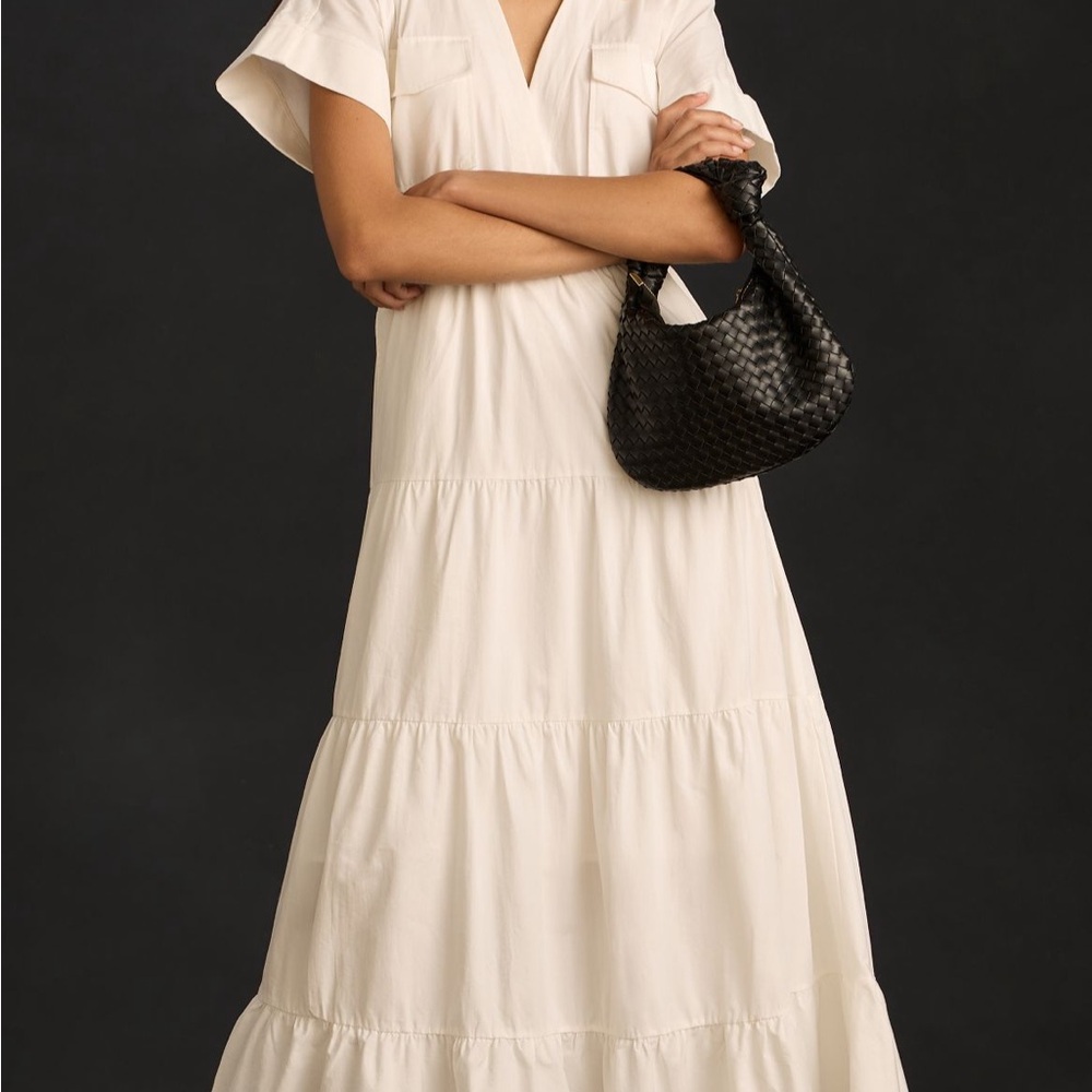 Anthropologie Cream Maxi Dress with Tiered Skirt - Picture 4 of 8